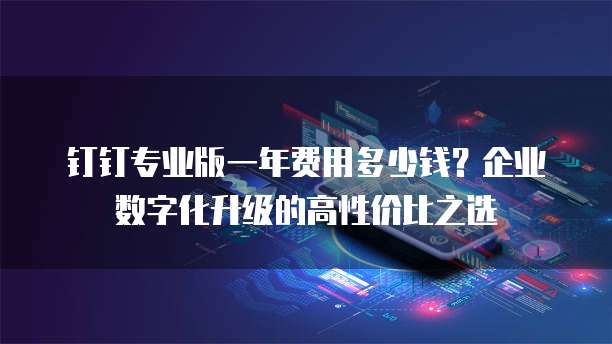 钉钉专业版一年费用多少钱?企业数字化升级的高性价比之选