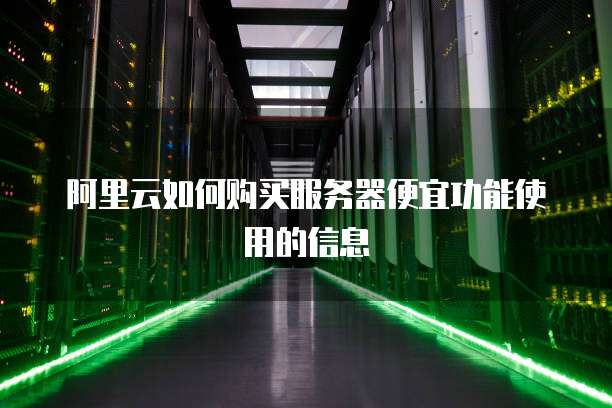 阿里云如何购买服务器便宜功能使用的信息
