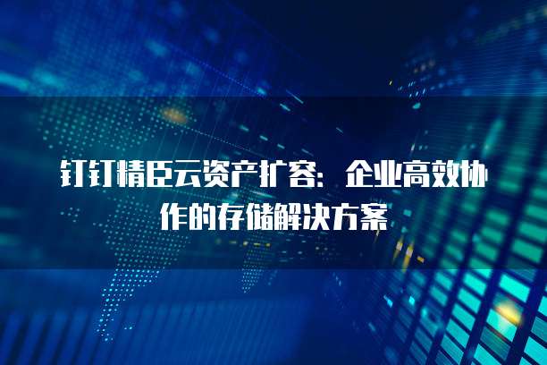 钉钉精臣云资产扩容:企业高效协作的存储解决方案