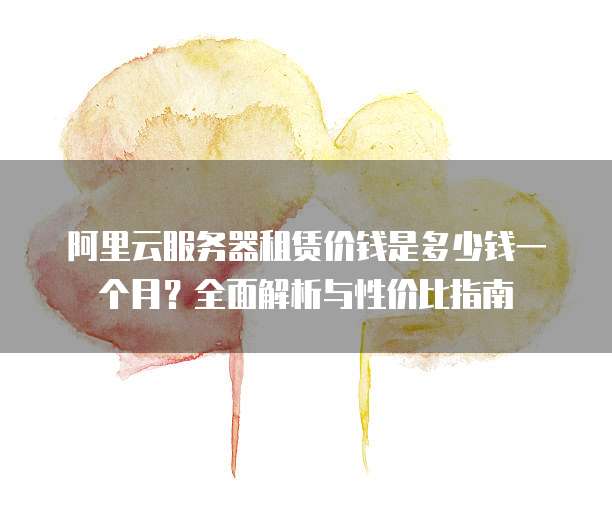 阿里云服务器租赁价钱是多少钱一个月?全面解析与性价比指南