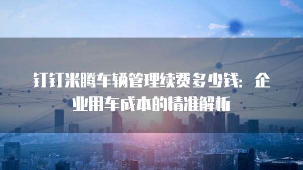 钉钉米腾车辆管理续费多少钱:企业用车成本的精准解析