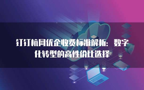 钉钉杭网优企收费标准解析：数字化转型的高性价比选择