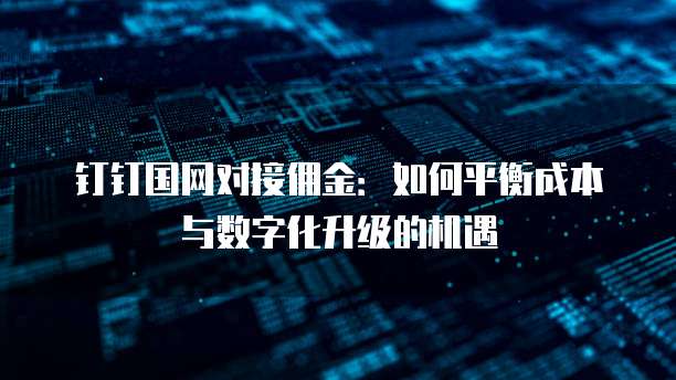钉钉国网对接佣金:如何平衡成本与数字化升级的机遇