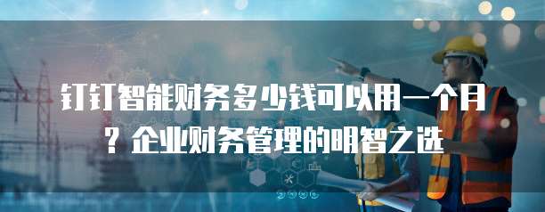 钉钉智能财务多少钱可以用一个月？企业财务管理的明智之选