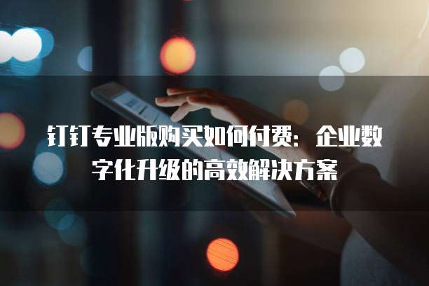 钉钉专业版购买如何付费:企业数字化升级的高效解决方案