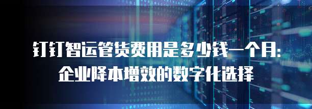 钉钉智运管货费用是多少钱一个月:企业降本增效的数字化选择