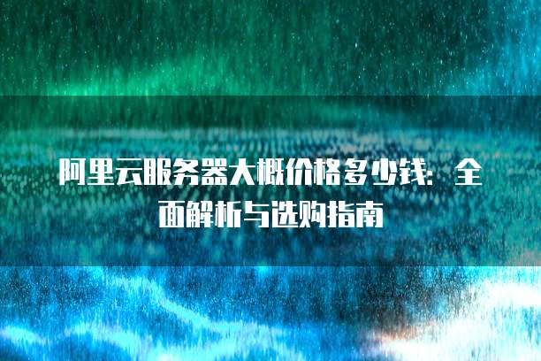 阿里云服务器大概价格多少钱：全面解析与选购指南