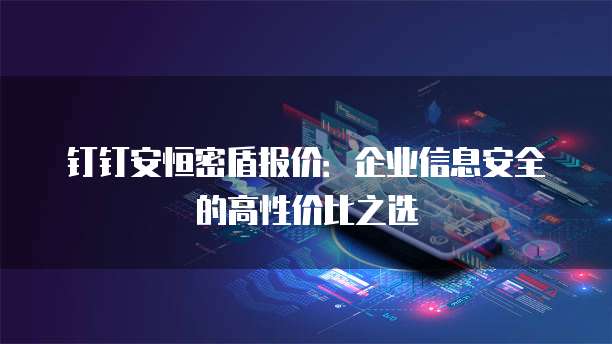 钉钉安恒密盾报价:企业信息安全的高性价比之选