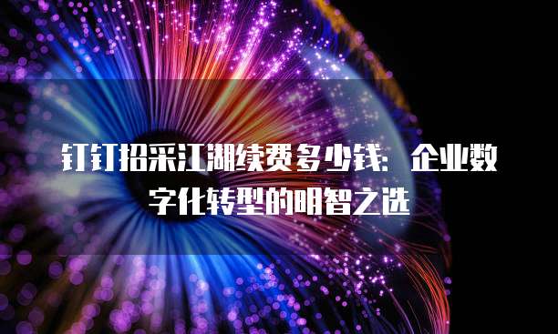 钉钉招采江湖续费多少钱:企业数字化转型的明智之选