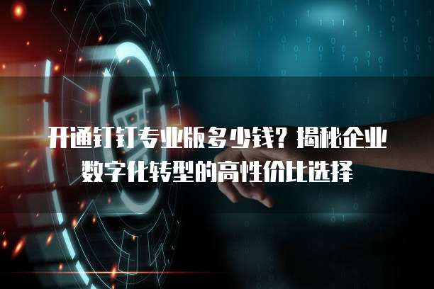 开通钉钉专业版多少钱?揭秘企业数字化转型的高性价比选择