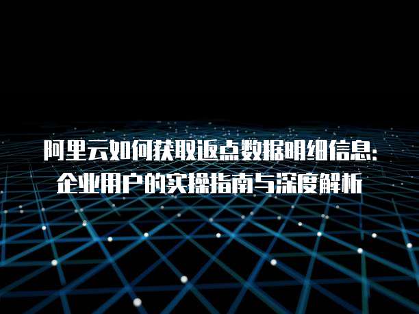 阿里云如何获取返点数据明细信息:企业用户的实操指南与深度解析