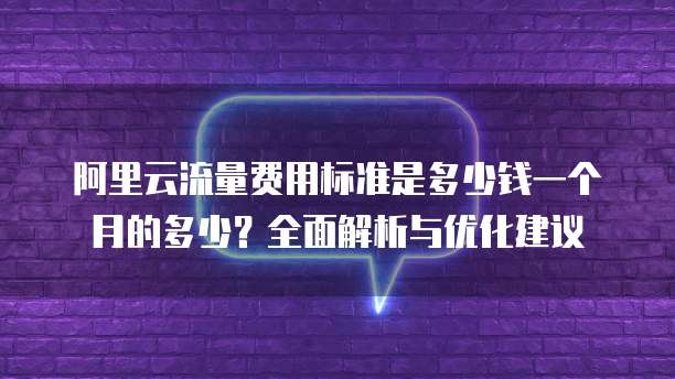 阿里云流量费用标准是多少钱一个月的多少?全面解析与优化建议