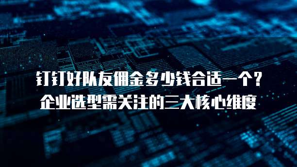 钉钉好队友佣金多少钱合适一个?企业选型需关注的三大核心维度