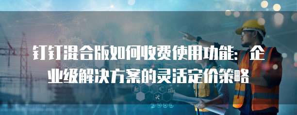 钉钉混合版如何收费使用功能：企业级解决方案的灵活定价策略