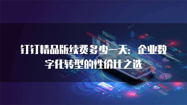 钉钉精品版续费多少一天:企业数字化转型的性价比之选