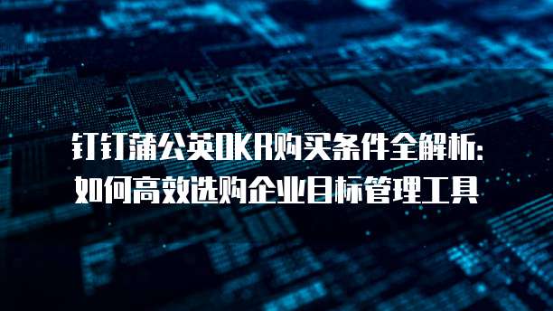 钉钉蒲公英OKR购买条件全解析：如何高效选购企业目标管理工具