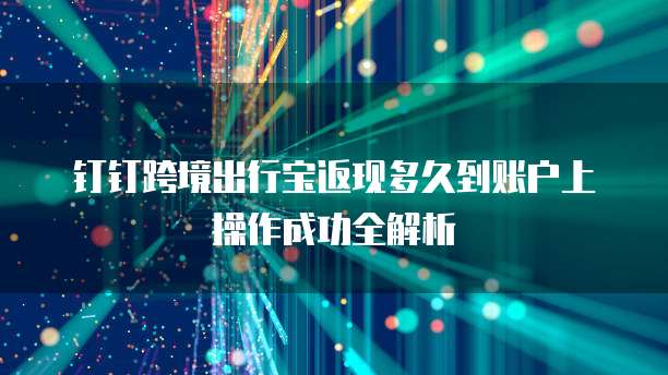 钉钉跨境出行宝返现多久到账户上操作成功全解析