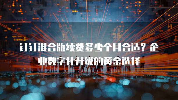 钉钉混合版续费多少个月合适？企业数字化升级的黄金选择