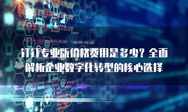 钉钉专业版价格费用是多少?全面解析企业数字化转型的核心选择
