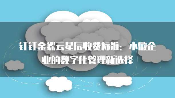 钉钉金蝶云星辰收费标准:小微企业的数字化管理新选择