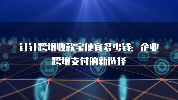 钉钉跨境收款宝便宜多少钱：企业跨境支付的新选择