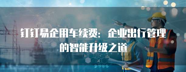 钉钉易企用车续费：企业出行管理的智能升级之道
