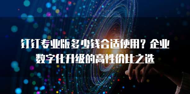 钉钉专业版多少钱合适使用？企业数字化升级的高性价比之选