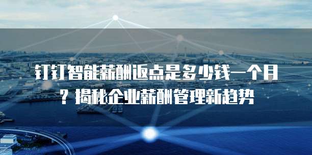 钉钉智能薪酬返点是多少钱一个月?揭秘企业薪酬管理新趋势