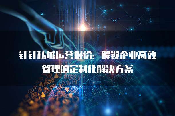 钉钉私域运营报价：解锁企业高效管理的定制化解决方案
