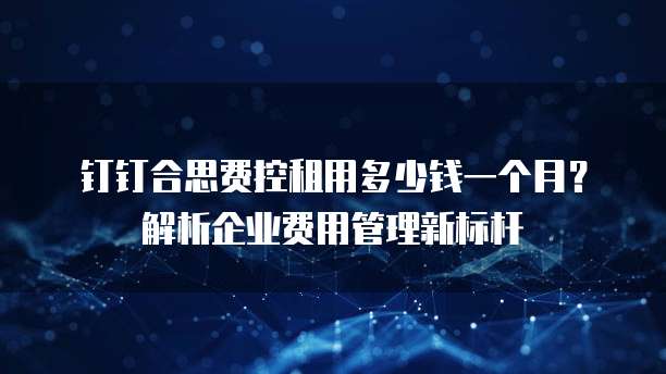 钉钉合思费控租用多少钱一个月?解析企业费用管理新标杆