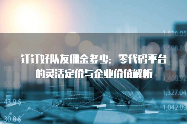 钉钉好队友佣金多少：零代码平台的灵活定价与企业价值解析