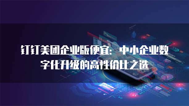 钉钉美团企业版便宜：中小企业数字化升级的高性价比之选