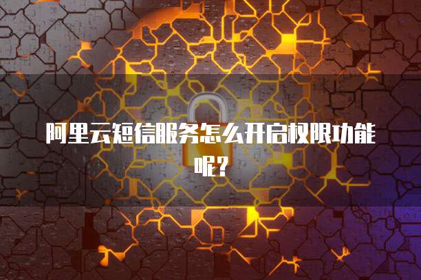 阿里云短信服务怎么开启权限功能呢?