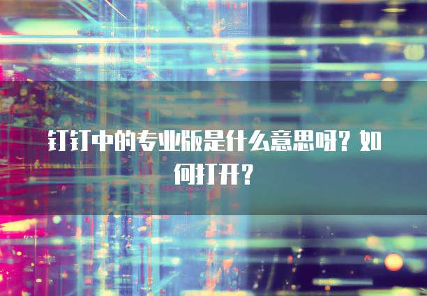 钉钉中的专业版是什么意思呀?如何打开?