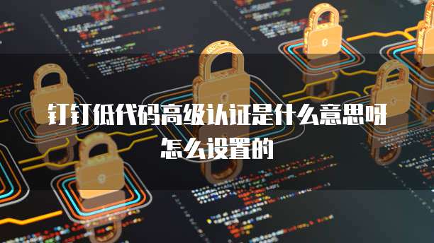 钉钉低代码高级认证是什么意思呀怎么设置的