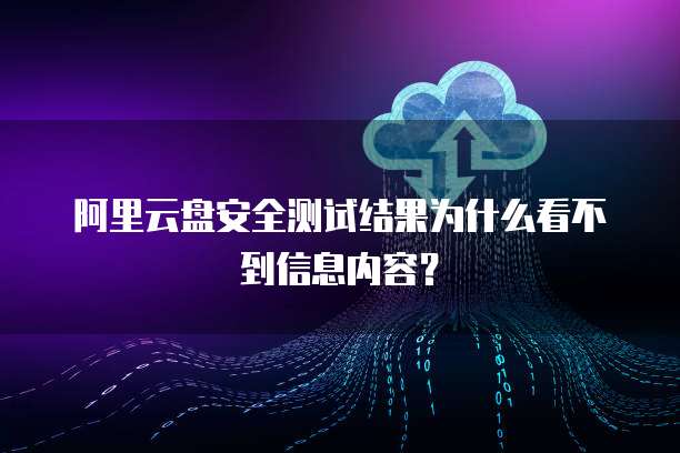 阿里云盘安全测试结果为什么看不到信息内容?