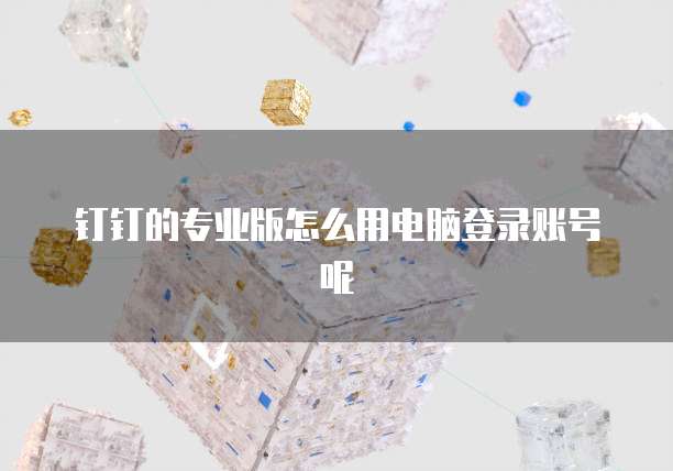 钉钉的专业版怎么用电脑登录账号呢