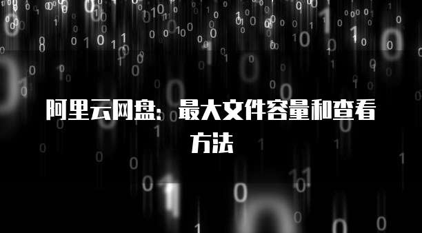 阿里云网盘：最大文件容量和查看方法
