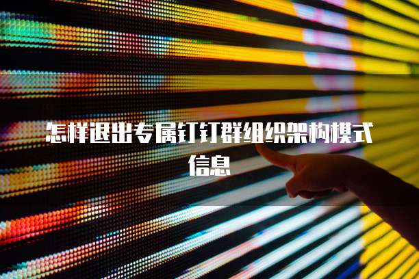 怎样退出专属钉钉群组织架构模式信息