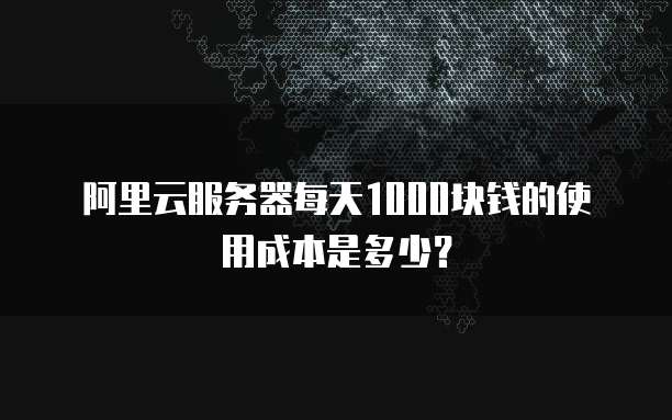 阿里云服务器每天1000块钱的使用成本是多少？