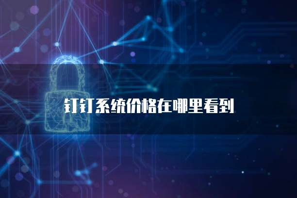 钉钉系统价格在哪里看到