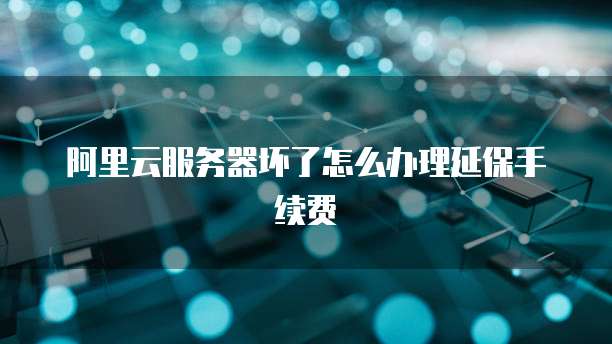 阿里云服务器坏了怎么办理延保手续费