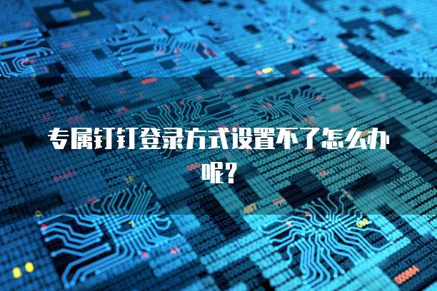 专属钉钉登录方式设置不了怎么办呢?