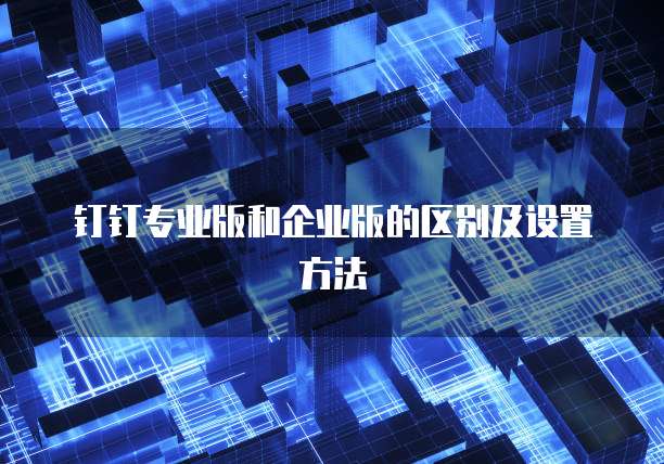 钉钉专业版和企业版的区别及设置方法