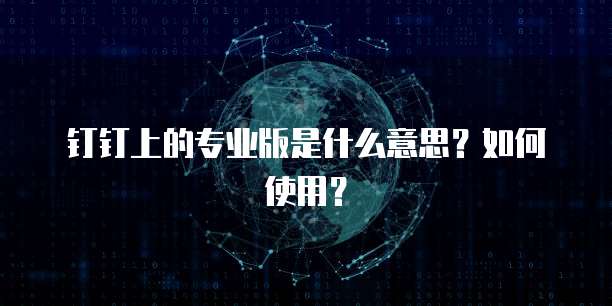 钉钉上的专业版是什么意思?如何使用?
