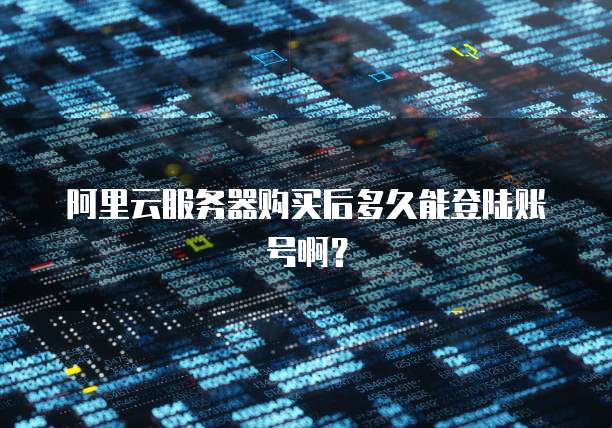 阿里云服务器购买后多久能登陆账号啊?