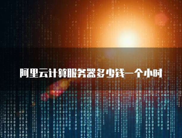 阿里云计算服务器多少钱一个小时