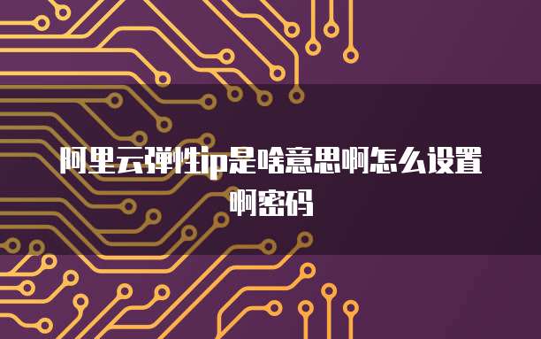 阿里云弹性ip是啥意思啊怎么设置啊密码