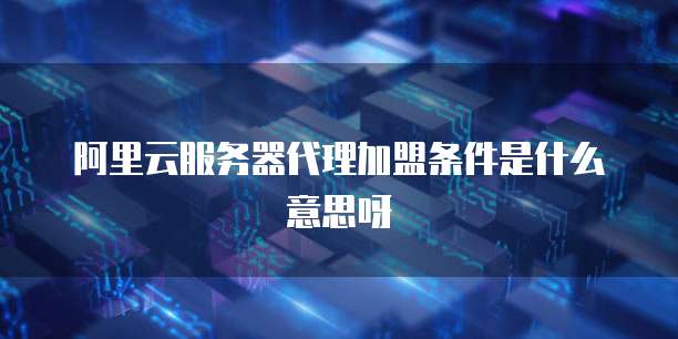 阿里云服务器代理加盟条件是什么意思呀