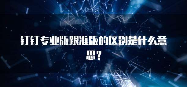 钉钉专业版跟准版的区别是什么意思?